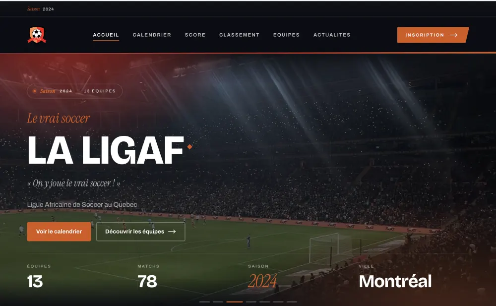 Screenshot of the website La Ligaf