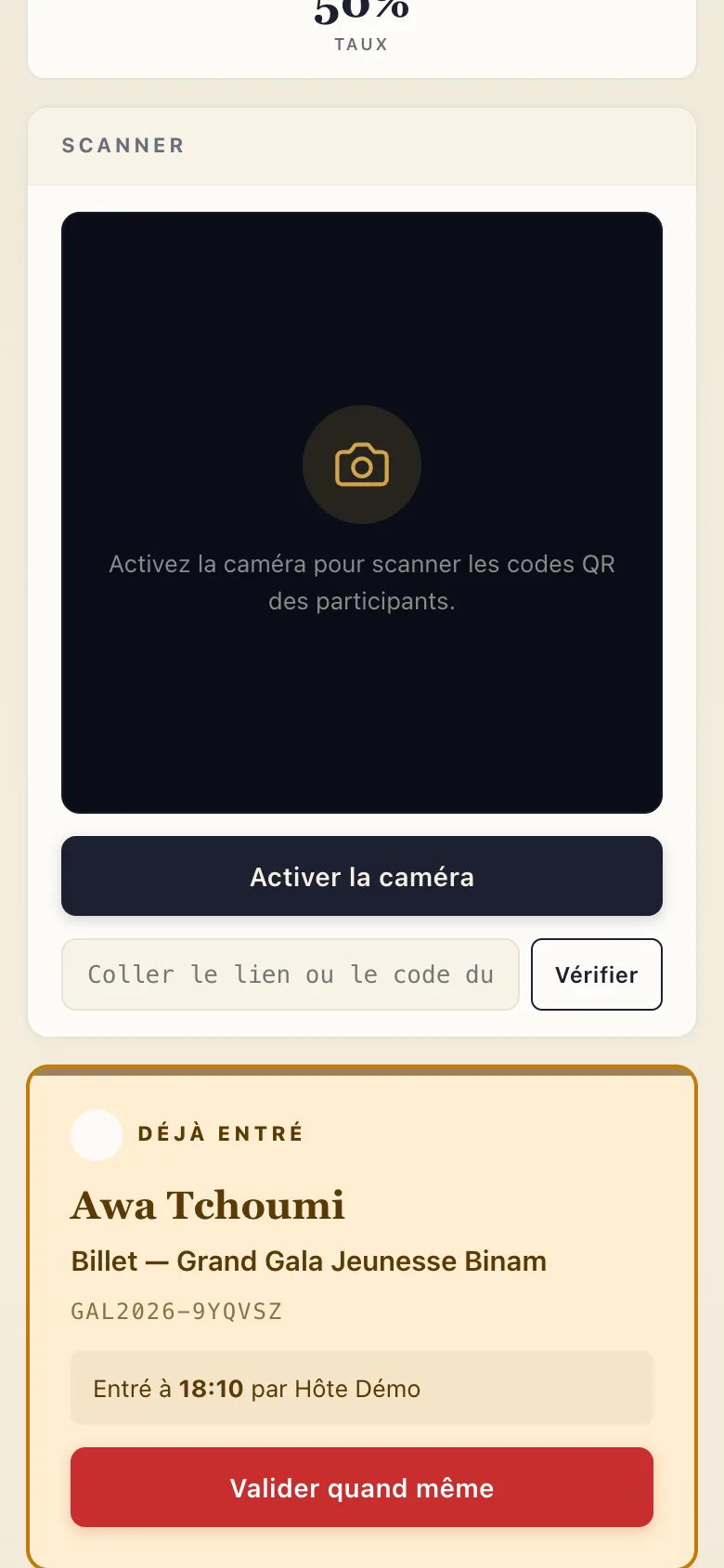 Un billet déjà utilisé