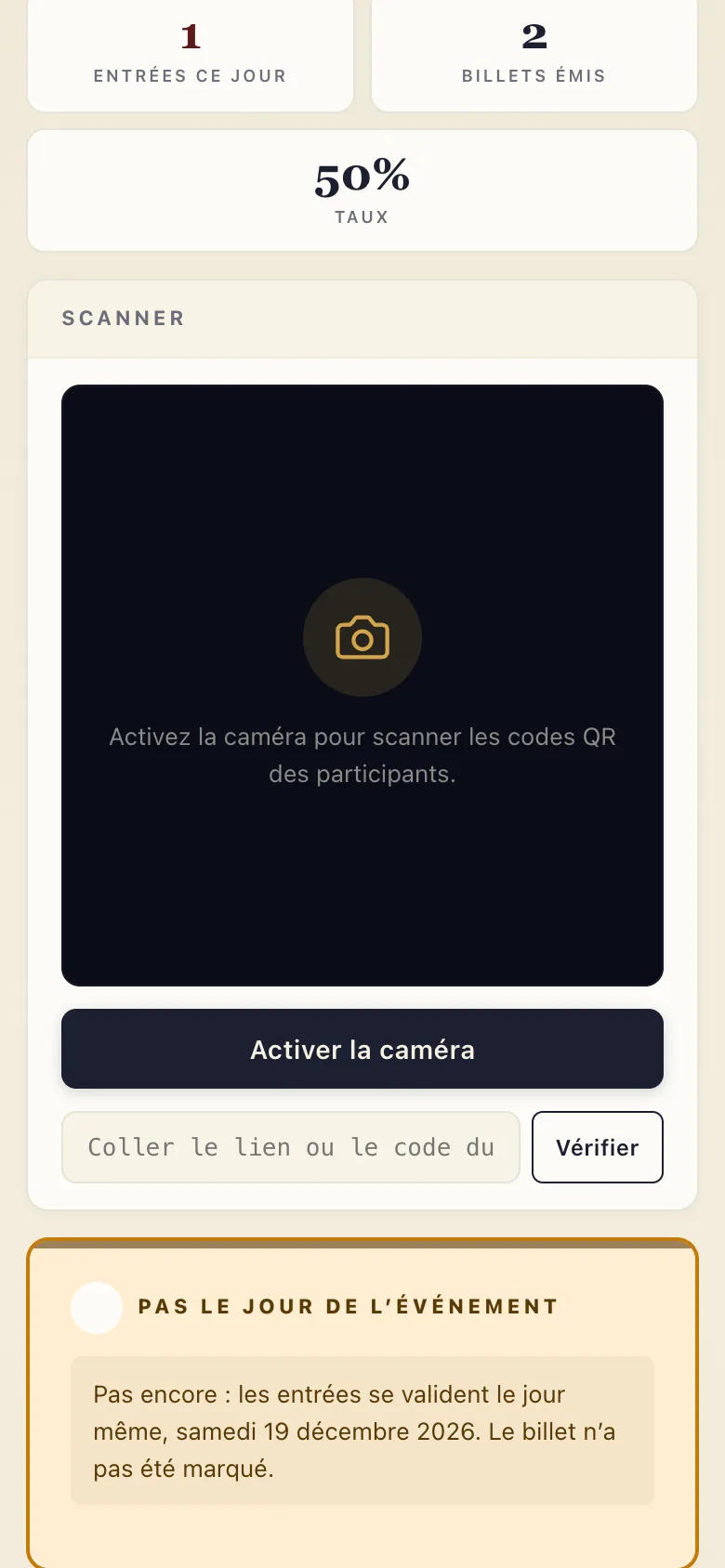 Un billet scanné avant le jour du gala